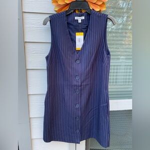 NWT Steve Madden Dark Blue Pinstripe Button-Down Dress Size M